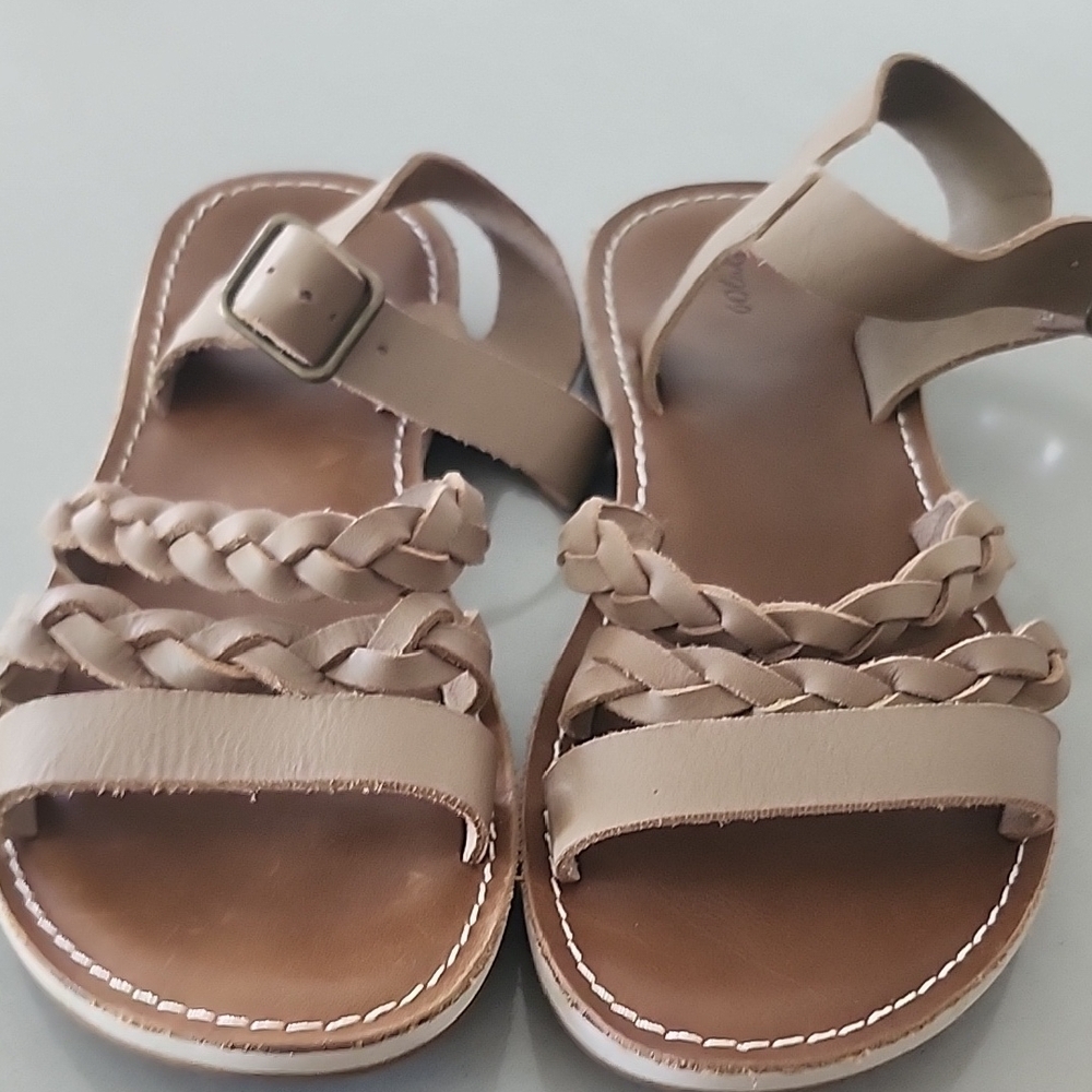 OluKai Tan Sandals with Braided Detail and Adjustable Strap